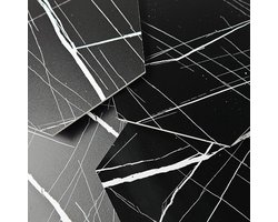 Plaktegel, Hexagon, Zwart Wit, Black White, Marmerlook, Stonelook, PVC, Zelfklevend, 1m2