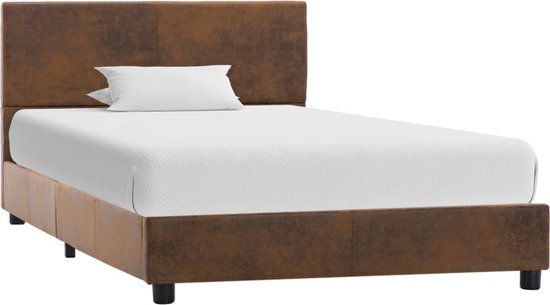 The Living Store Bedframe - Bruin - 210 x 94 x 65 cm - Kunstsuède bekleding