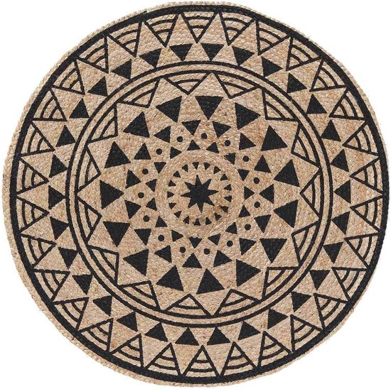 Decoratief tapijt, rond, zwart, 90 cm