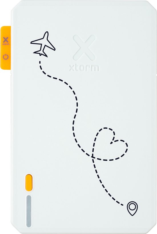 Xtorm Powerbank 5.000mAh Wit - Design - Love Travelling - USB-C poort - Lichtgewicht / Reisformaat - Geschikt voor iPhone en Samsung