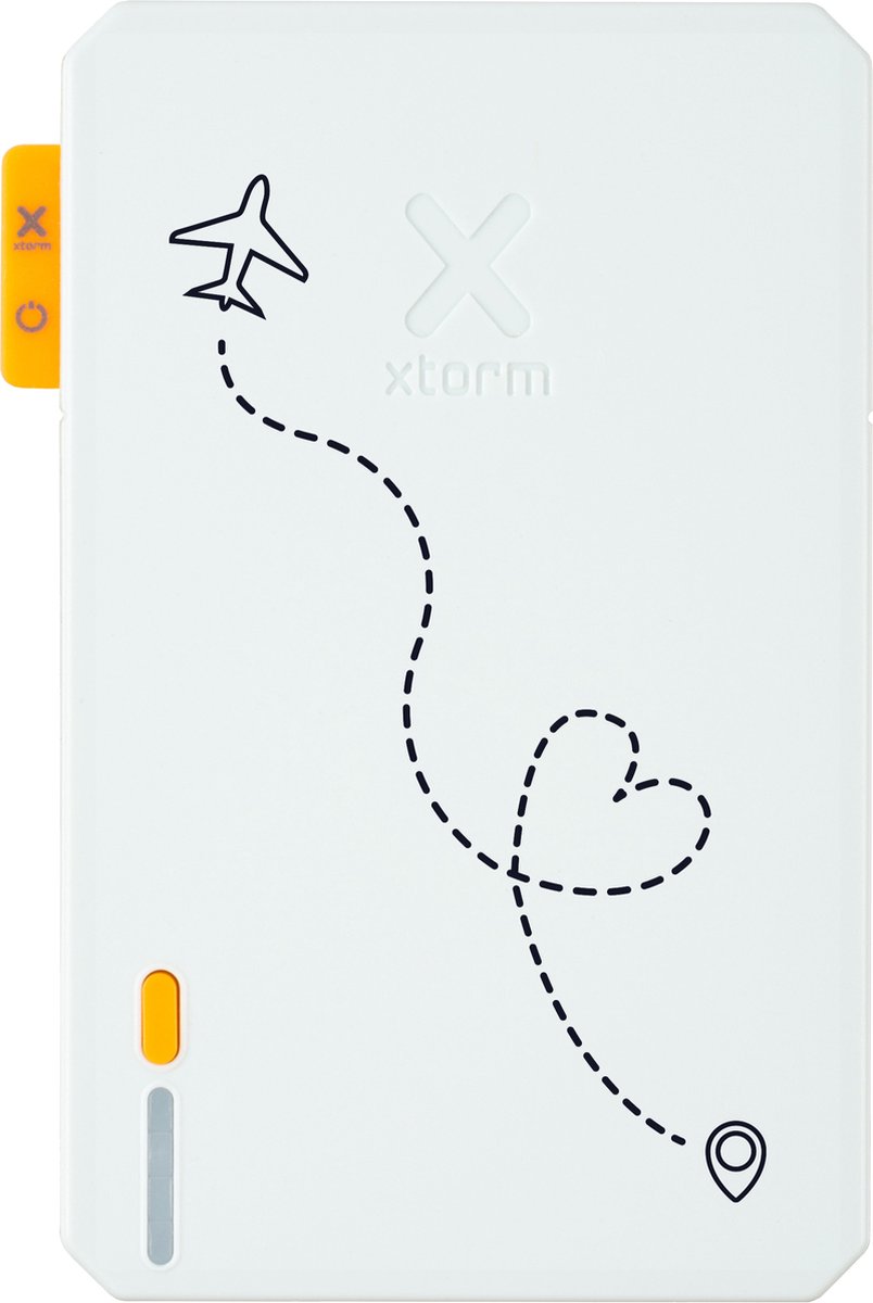 Xtorm Powerbank 5.000mAh Wit - Design - Love Travelling - USB-C poort - Lichtgewicht / Reisformaat - Geschikt voor iPhone en Samsung