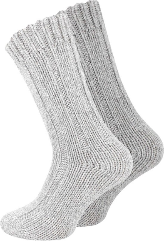 2 paires de chaussettes en laine norvégienne - Mixte - Grijs mélangé - Taille 43-46