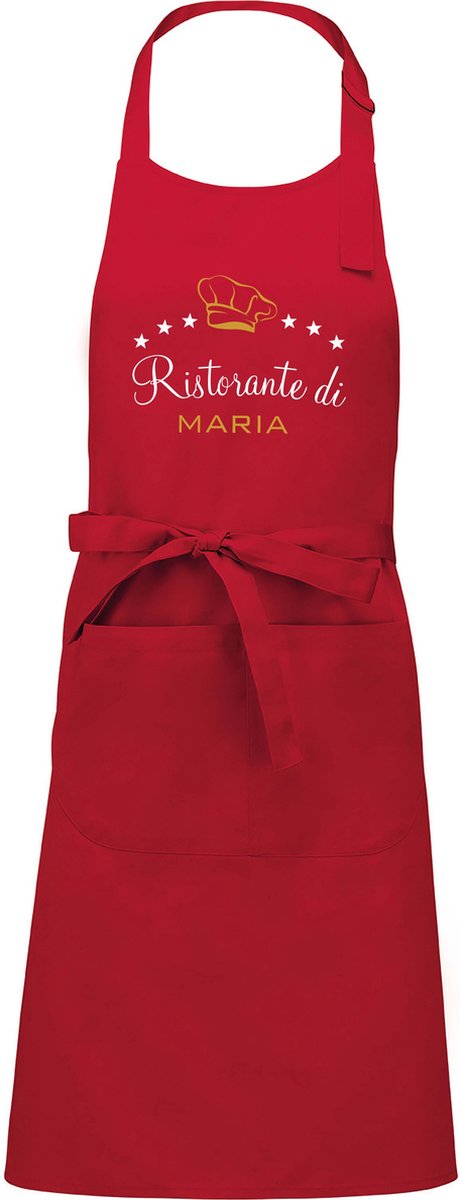 Cadeauschort - tekstschort - Keukenschort - BBQ schort - verjaardag - moederdag - Ristorante di - met voornaam - vrouwen - rood