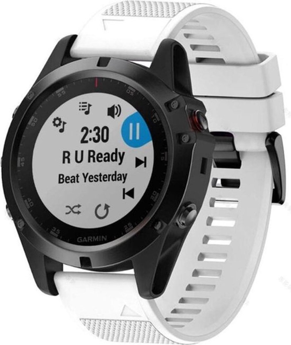 Shop4 - Geschikt voor Garmin Fenix 5S Bandje (ook Plus) - Siliconen Wit