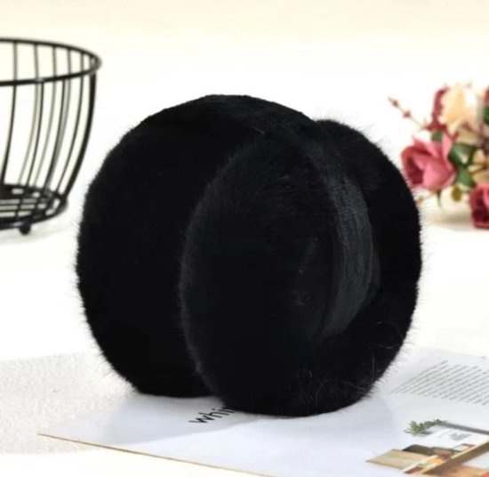 Pluche fashion oorwarmers - winter - one size - zwart - earmuffs