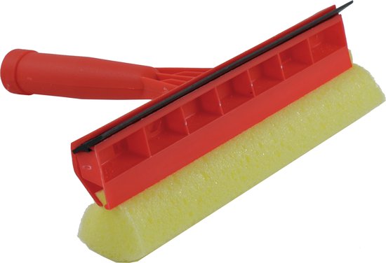 Essuie-glace / raclette de vitre rouge avec éponge et poignée en