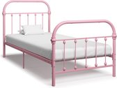 The Living Store Metalen Bedframe - Roze - 213 x 111 x 109 cm - Geschikte matras- 100 x 200 cm - Montage vereist