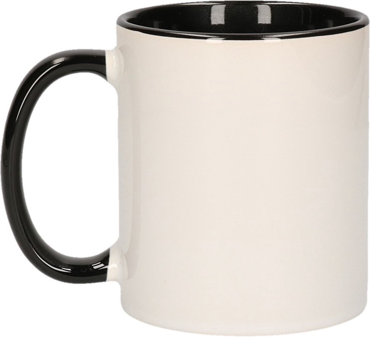 Koffiemok / thee beker - 300 ml - Wit/zwart - Cadeau mokken - keramiek