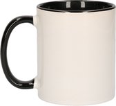 Wit met zwarte blanco koffie mok/beker - 300 ml