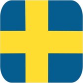 45x Bierviltjes Zweedse vlag vierkant - Zweden feestartikelen - Landen decoratie