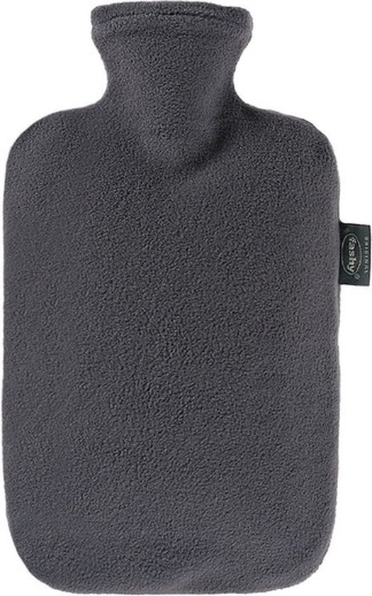 Fashy warm water kruik - Fleece hoes grijs - 2 liter