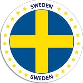 Zweden sticker rond 14,8 cm - Zweedse vlag - Landen thema decoratie feestartikelen/versieringen