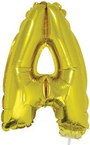 Gouden opblaas letter ballon A op stokje 41 cm