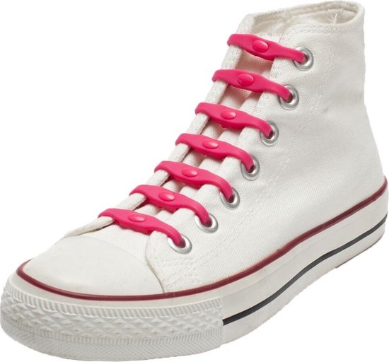 14x Shoeps elastische veters roze - Sneakers/gympen/sportschoenen elastieken veters - Hulp bij veters strikken