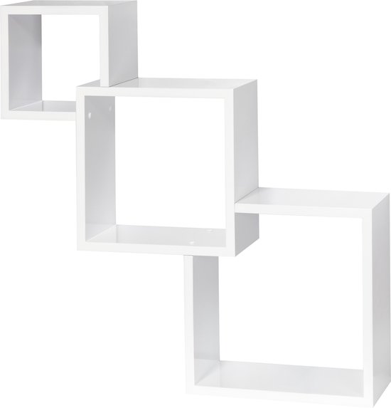 WOLTU RG9248ws Wandrek CD-plank Set van 3,Zwevende planken in MDF voor Decoratie,Zwart Wit