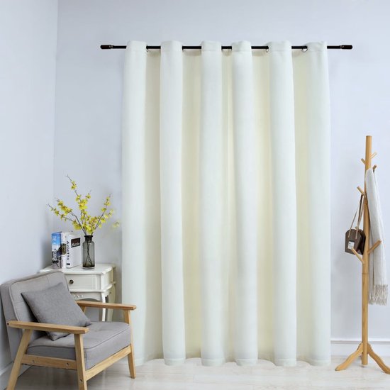 The Living Store Fluwelen Gordijn - Crème - 290 x 245 cm - 100% polyester
