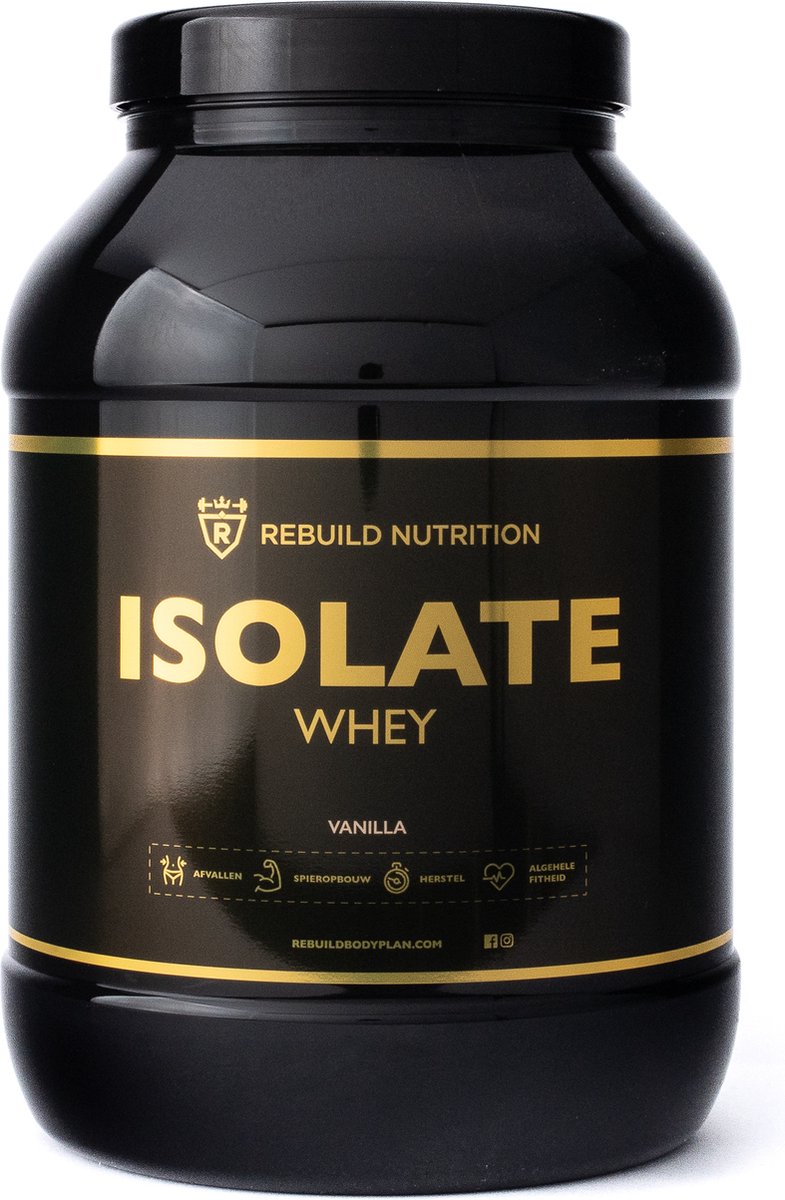 Goedkoopste Rebuild Nutrition Whey Isolaat - Vanille smaak - Proteine Poeder - Eiwitshakes - Whey Protein - Isolate Eiwitpoeder - 36 Eiwitshakes - 900 gram