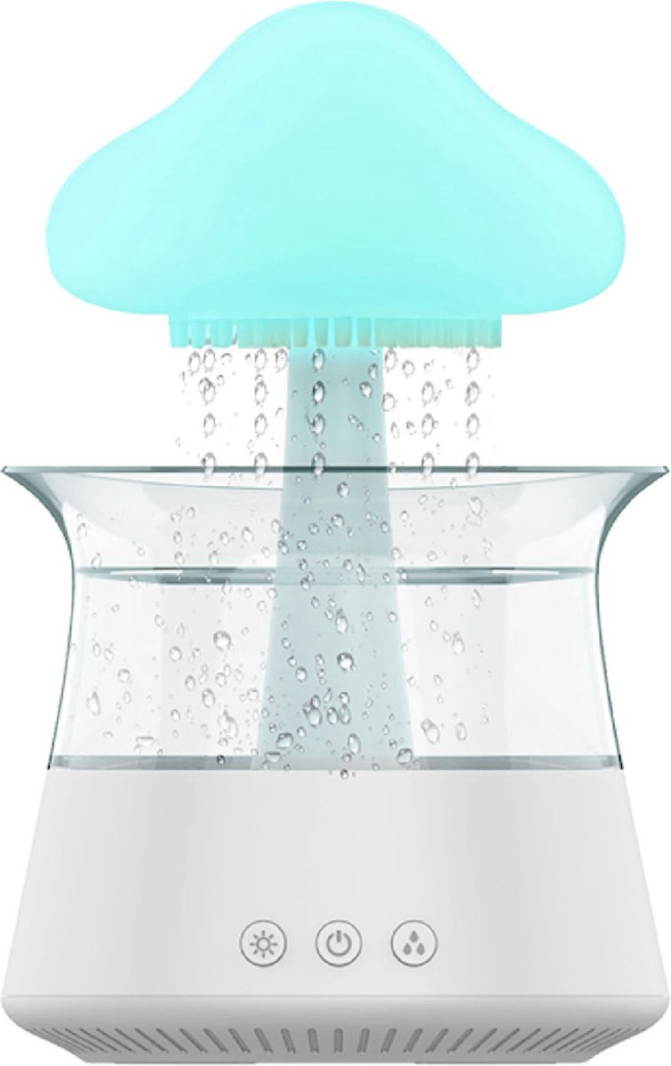 Rain Cloud Humidifier PRO - Regenwolk Luchtbevochtiger - Regendruppel - White Noise Machine - Slaaptrainer - Aroma Diffuser - Nachtlamp - Nachtlampje - Bureaulamp