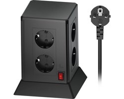 Intelectro Stekkertoren - Jouw All-in-One Oplaadoplossing voor Thuis en Kantoor - Overbelastingsbeveiliging en Kinderslot - Brede Compatibiliteit - Compact Design - 2m Lange Snoer - Zwart - Levering Sneller dan Aangegeven!