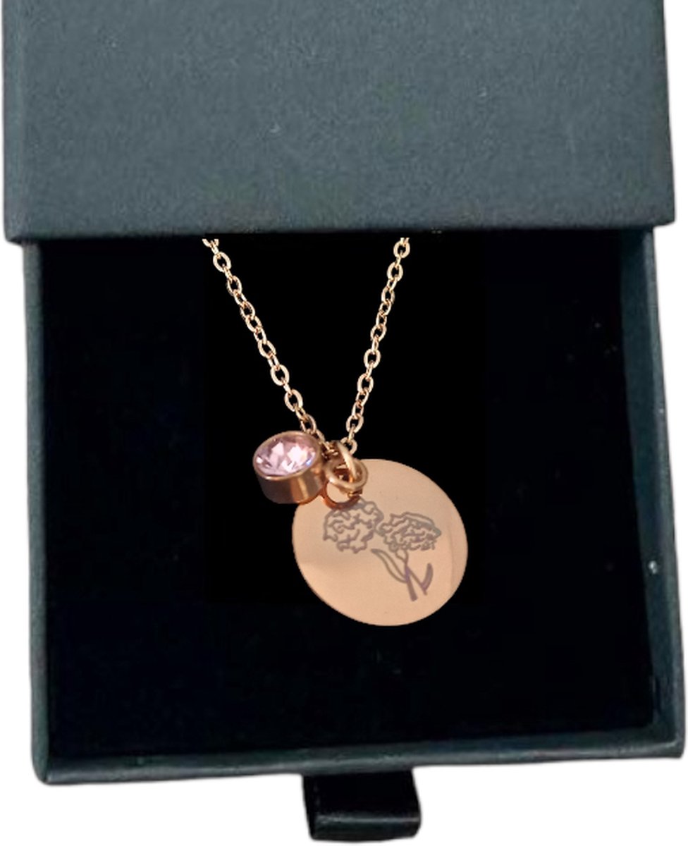 Goedkoopste Rosey’s® - Geboortesteenketting oktober - geboortesteenketting - geboortesteen oktober - rose gold - geboortesteen - birth flower - Kerstcadeau vrouw - babyshower - kraamcadeau - moederdag - Sint cadeau vrouw - Geboortesteen ketting Oktober