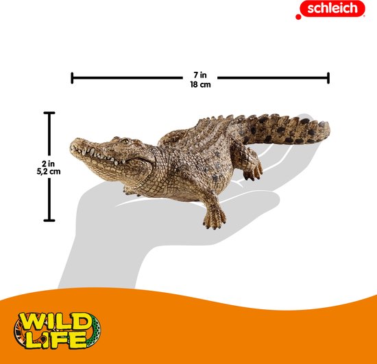 Figurine Schleich Crocodile - 18 Cm, Reptile Réaliste, Collection Wildlife, Neuf Sans Boîte