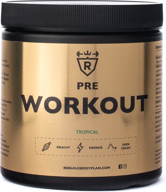 Rebuild Nutrition Pre-Workout - Pre Workout Per Scoop 400 mg Cafeïne - Preworkout Haal Het Maximale Uit Je Trainingen - Energy Drink - Tropische Vruchten smaak - 30 doseringen - 300 gram