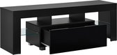 TV-meubel Dallas - Met LED Verlichting - 130x35x45 cm - Zwart - Hoogglans - Spaanplaat - Luxe Look