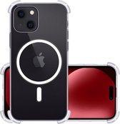 Hoes Geschikt voor iPhone 15 Plus Hoesje Geschikt voor Magsafe Hoesje Cover Shock Proof Case - Transparant