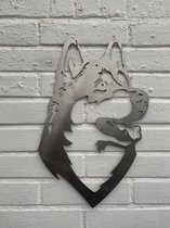 Metalen Hond - De Husky - Wanddecoratie van metaal