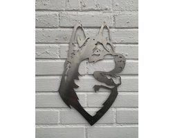 Metalen Hond - De Husky - Wanddecoratie van metaal