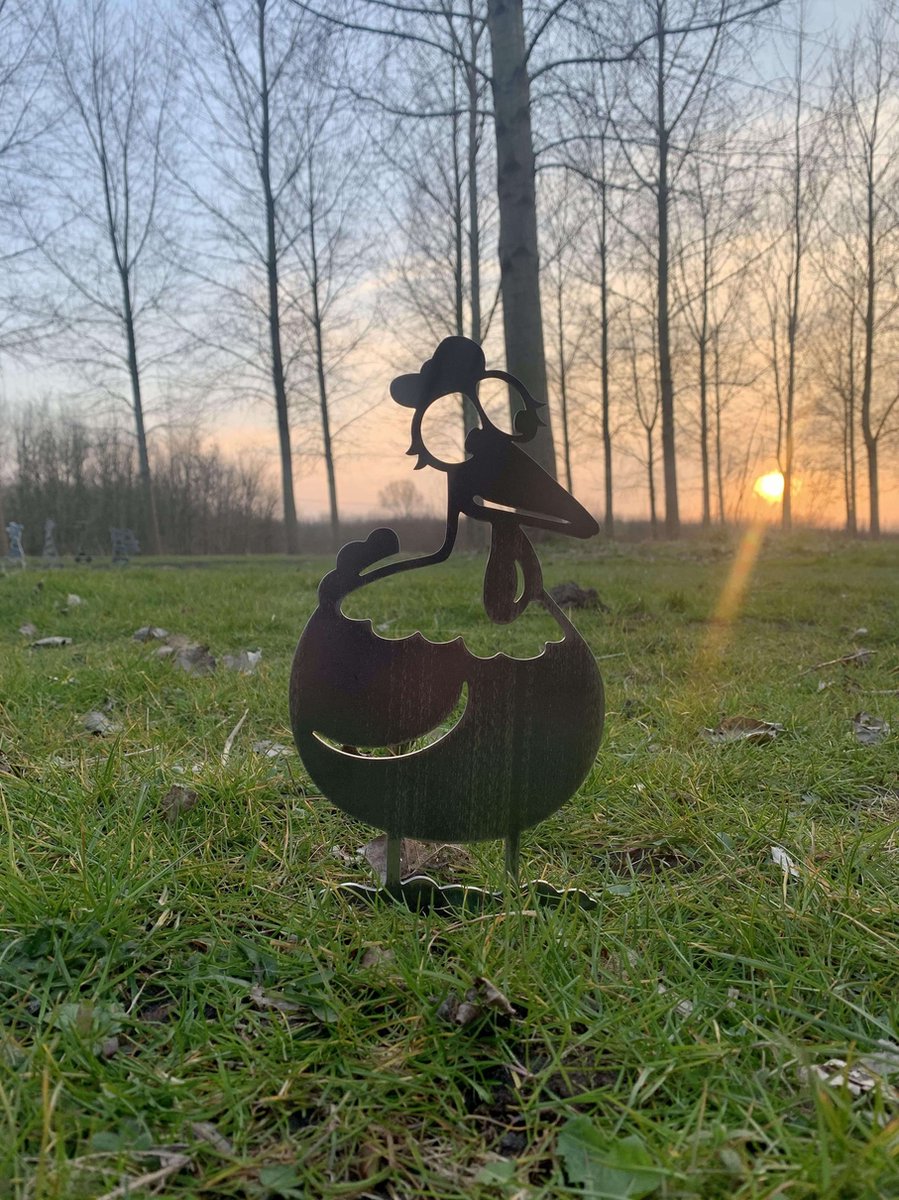 Metalen kip - Babs de kip - Cortenstaal tuin decoratie