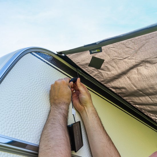 Travellife Zonnescherm Luifel met LED - Antraciet - 250 x 400 cm - Stevig polyester - Incl. tenstokken, scheerlijnen, spanners en opbergtas van Travellife — afbeelding 3