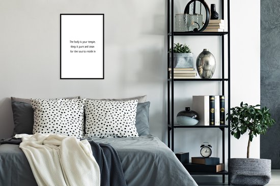 Fotolijst incl. Poster - Quotes - Spreuken - The body is your temple - Ziel - 40x60 cm - Posterlijst