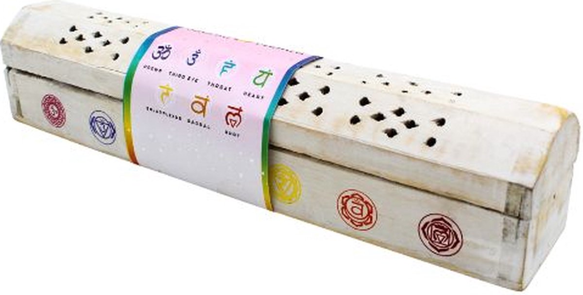 Wierookdoos - Wierookbewaardoos - Green Tree Incense box 7 Chakra White