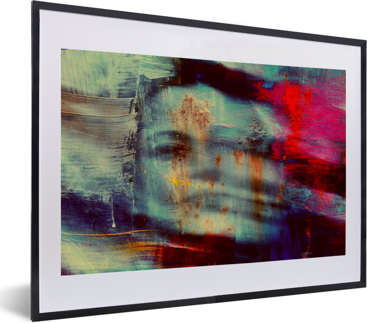 Fotolijst - Poster - Kleuren - Vrouw - Verf - 60x40 cm - Poster met lijst - Frame