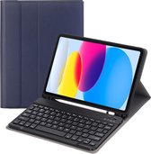IPS - Apple iPad 2022 10.9 Inch 10de Generatie Hoes met Afneembaar Toetsenbord - Bluetooth Keyboard Case met Verlichting - Pencil Houder - Blauw