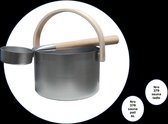 Saunia - Sauna Emmer - 6 liter - Met bijpassende opgietlepel - Cool silver