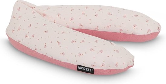Voedingskussen - Snoozzz Voedingskussen Zwangerschapskussen Zijslaapkussen Premium kwaliteit - 185 cm - microparel vulling - luxe verpakking - 100% hydrofiel katoen - Spring Roze