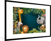 Fotolijst incl. Poster - Kleuren - Jungle dieren - Bladeren - Meisjes - Jongetjes - Kinderen - 120x80 cm - Posterlijst