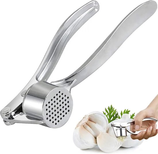 HI NATURE™ Presse-ail en acier inoxydable - Presse-ail/Presse-gingembre - Presse-ail - Presse-ail à poignée ergonomique - Passe au lave-vaisselle | Ovale, argent