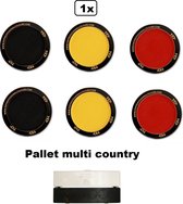 1x Palet Multi color set Country PXP Professional Colours zwart/geel/rood - 6x 10 gram - Schmink Belgie festival thema feest Duitsland kids verjaardag party