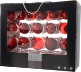 Decoris Kerstballen Glas Mix - Kerstboomversiering - Ø5-7 cm Rood 42 stuks