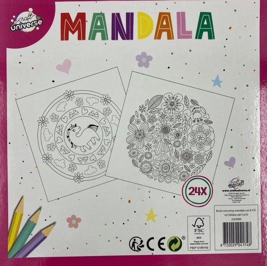 Craft Universe - Livre de coloriage Mandala pour enfants Licornes et  châteaux 