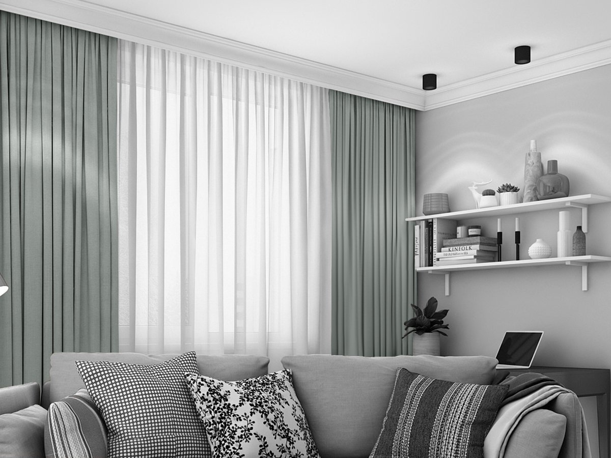 maroyathome LEMONI - Gordijn - Verduisterend - met Plooiband - kant en klaar - 150 x 250 cm - 150 cm breedte en 250 cm lengte - Licht Grijs Groen - 1 Stuk