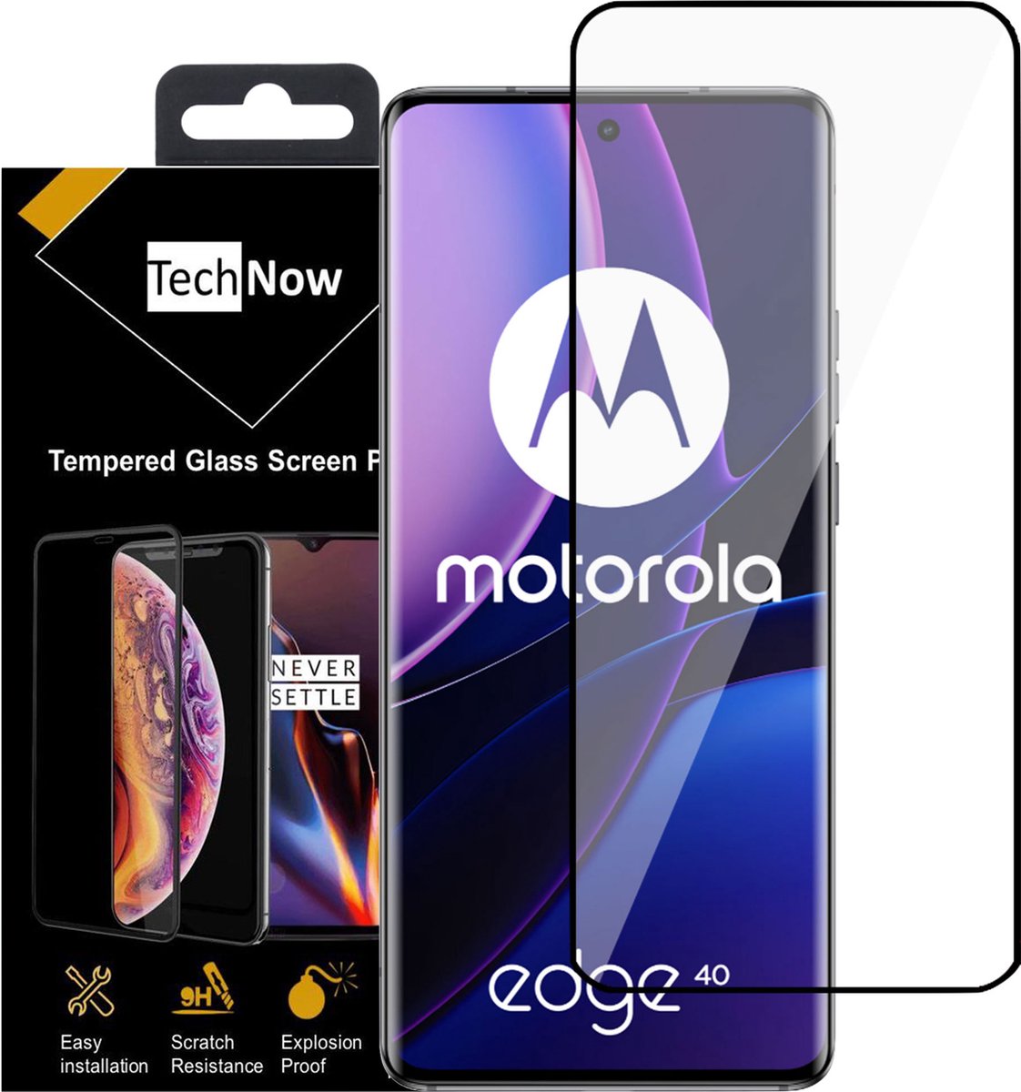 Screenprotector geschikt voor Motorola Edge 40 – Gehard Glas - Full Proteqt+