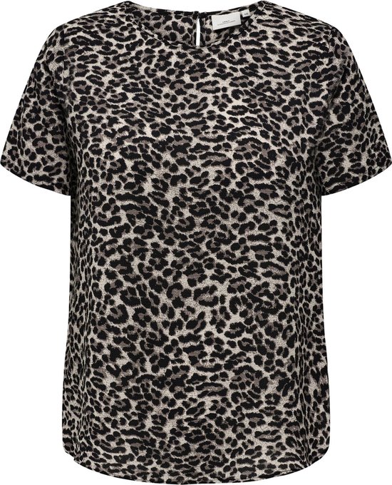 ONLY CARMAKOMA CARVICA LIFE SS TOP WVN NOOS Dames Panterprint Top - Maat 46