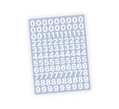 Cijfer stickers / Plaknummers - Stickervel Set - Wit - 2cm hoog - Geschikt voor binnen en buiten - Standaard lettertype - Glans
