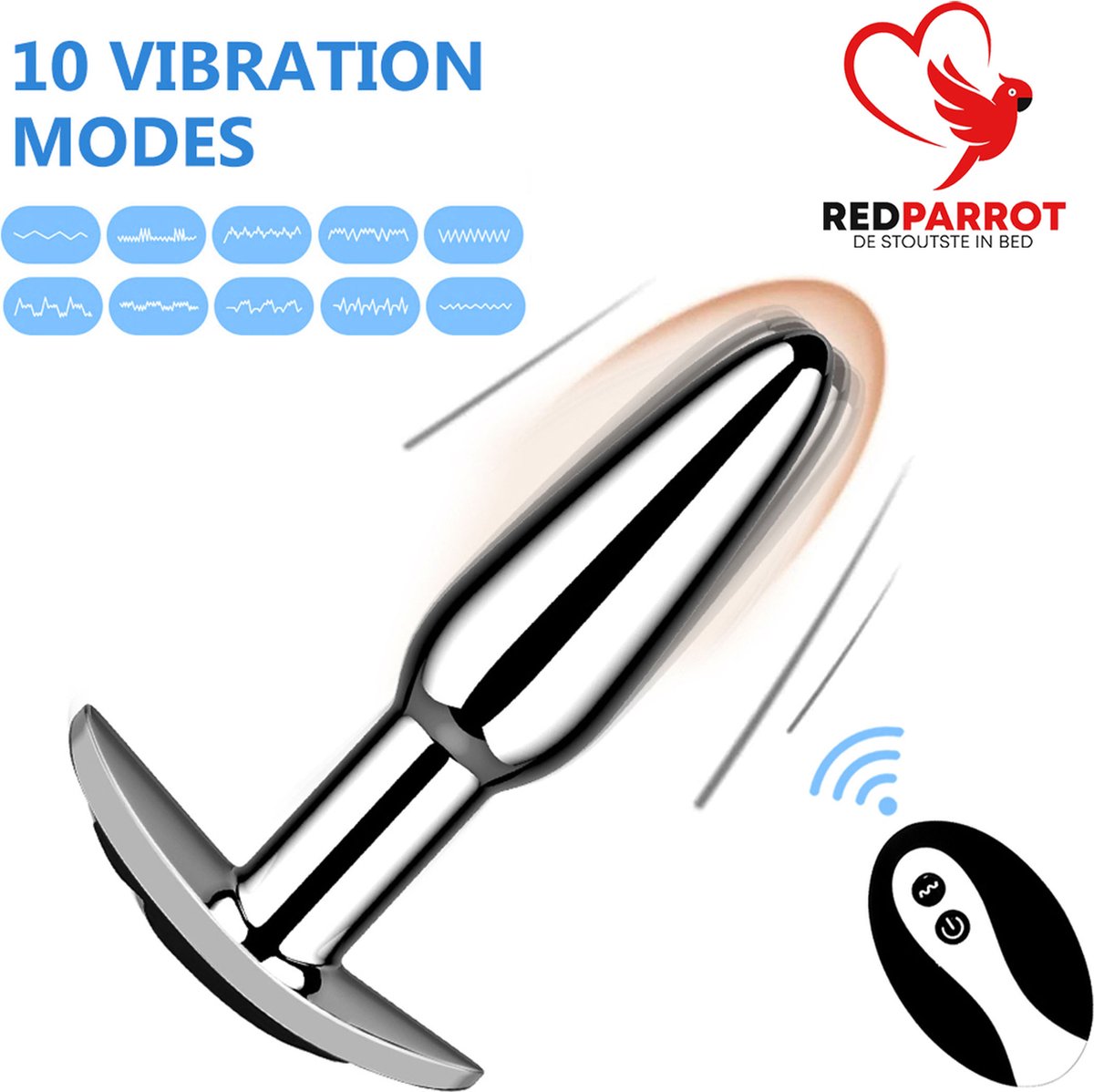 Goedkoopste Anale Long plug vibrator - Buttplug vibrerend - RVS - 10 vibratiestanden - Remote control - Anaal plug - Hoge kwaliteit