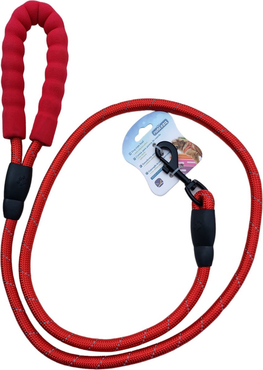Nobleza Reflecterende hondenriem - Hondenlijn - Leiband hond - Verdikt handvat - 150 cm - Rood