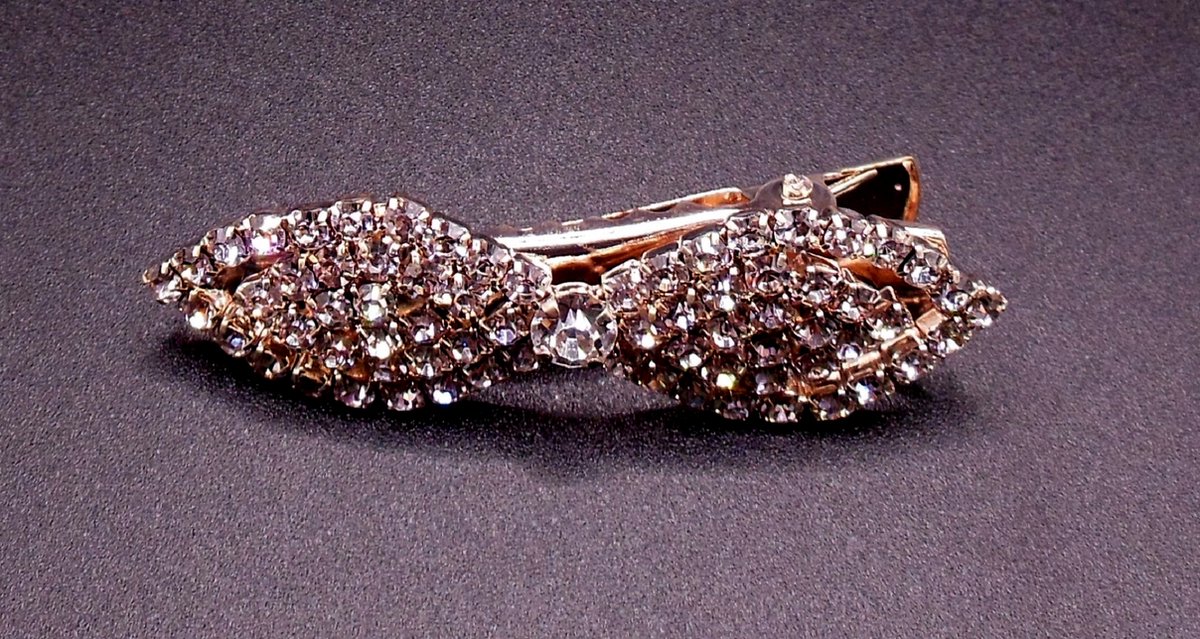 Duckklem strik rosékleurig met strass
